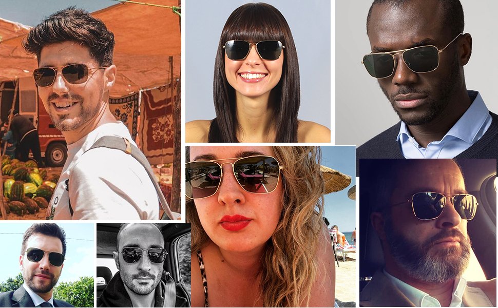 IOHLNG square aviator sunglasses for men women models show