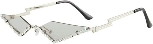 Carsbyvictor Sunglasses Cat EyeVintage 90s Rimless Rhinestone Sunglasses Fashion Rhombus Crystal diamond Y2K Candy Color Cat Eye Party Glasses