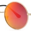 Carsbyvictor Sunglasses Round Polarized Round Sunglasses for Men Women Hippie Small Circle Glasses Red Yellow Lenses
