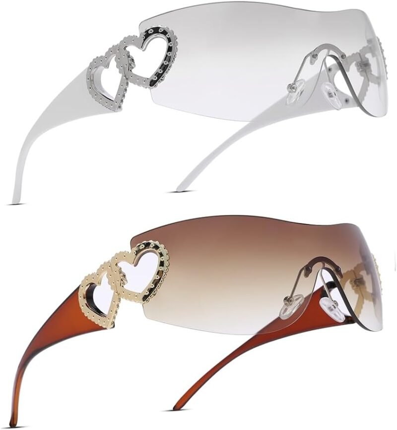 Carsbyvictor Sunglasses Wraparound Pro Wrap Around Rimless Sunglasses Women Men, Oversized Fashion Futuristic Sun Glasses Cool Shade 2000S Trendy