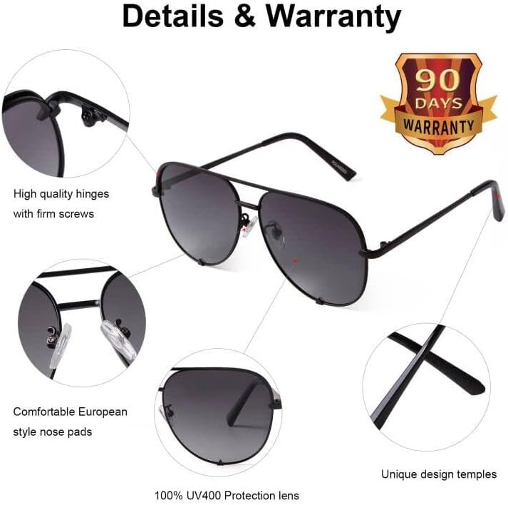 Carsbyvictor Sunglasses Oversized  Sunglasses for Women Men Trendy Retro Bulk Shade Black Faded Sun Glasses Classic UV Protection