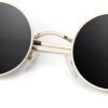 Carsbyvictor Sunglasses Round  Polarized Sunglasses Men Women,Retro Metal Hippie Shades with 100% UV Protection