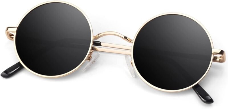 Carsbyvictor Sunglasses Round  Polarized Sunglasses Men Women,Retro Metal Hippie Shades with 100% UV Protection