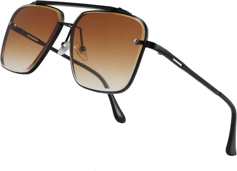 Carsbyvictor Sunglasses Sunglasses, Fashion Square Pilot Sunglasses, Vintage Metal Gradient Glasses for Men and Women, B4104