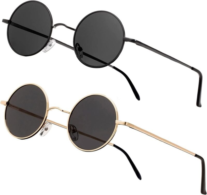 Carsbyvictor Sunglasses Round Vintage Small Round Polarized Hippie Sunglasses for Men Women Circle Sun Glasses NP1002