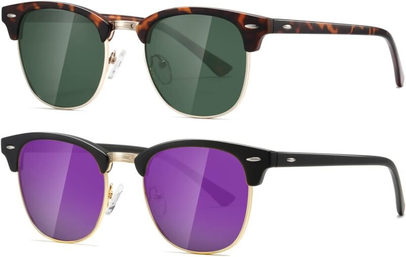 Carsbyvictor Sunglasses Polarized Sunglasses WayfarerFor Women And Men Semi Rimless Frame Retro Sun Glasses AE0369