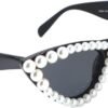 Carsbyvictor Sunglasses Cat Eye Pearl Cat Eye Sunglasses Womens Cute Fashion Trendy Eyewear