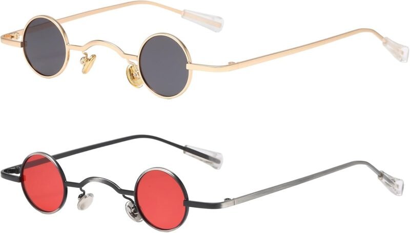 Carsbyvictor Sunglasses Round  Punk Polarized Sunglasses 70s Hippie Circle Small Sun Glasses