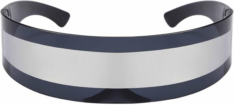 Carsbyvictor Sunglasses Wraparound Futuristic Sunglasses Y2K Space Cyclops Wrap Around Glasses Rimless Translucent Mirrored Lens
