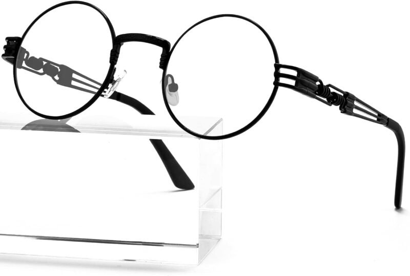 Carsbyvictor Sunglasses Round  Round Steampunk Sunglasses Circle Lennon Hippie Glasses Metal Frame 100% UV Blocking Lens