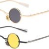 Carsbyvictor Sunglasses Round  Punk Polarized Sunglasses 70s Hippie Circle Small Sun Glasses