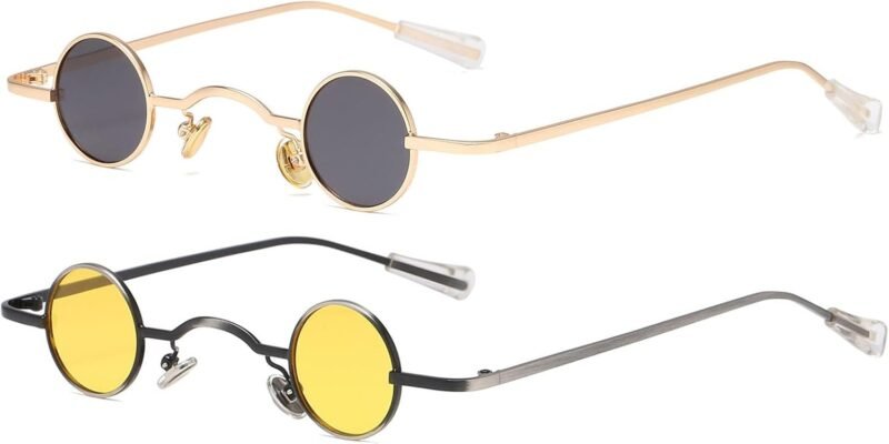 Carsbyvictor Sunglasses Round  Punk Polarized Sunglasses 70s Hippie Circle Small Sun Glasses
