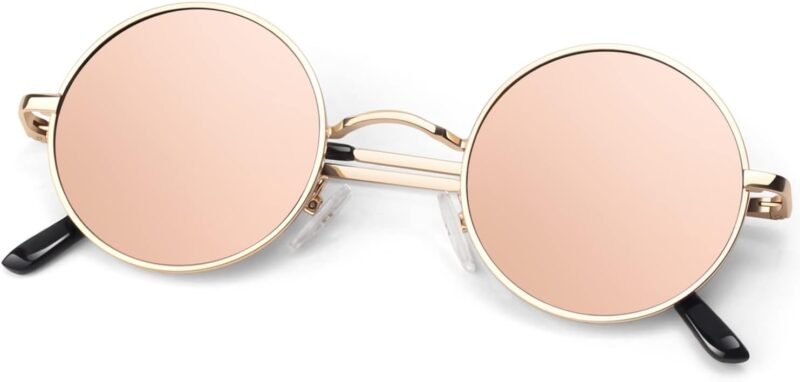 Carsbyvictor Sunglasses Round  Polarized Sunglasses Men Women,Retro Metal Hippie Shades with 100% UV Protection