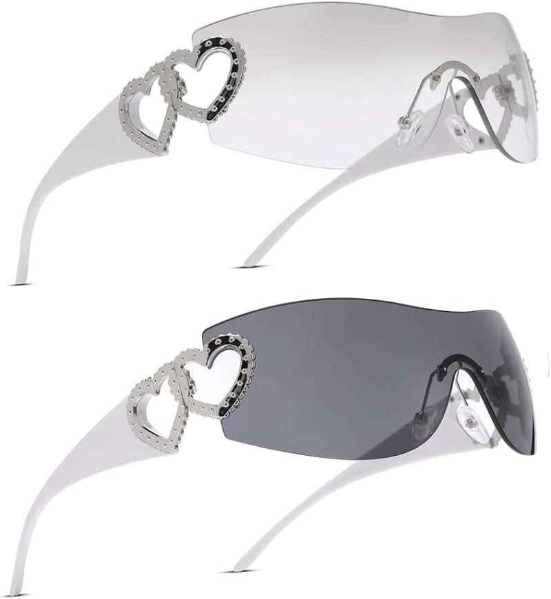 Carsbyvictor Sunglasses Wraparound Pro Wrap Around Rimless Sunglasses Women Men, Oversized Fashion Futuristic Sun Glasses Cool Shade 2000S Trendy