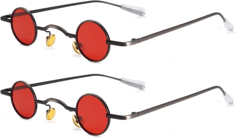 Carsbyvictor Sunglasses Round  Punk Polarized Sunglasses 70s Hippie Circle Small Sun Glasses