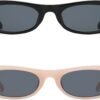 Carsbyvictor Sunglasses Oval Narrow Cat Eye Sunglasses for Women 90s  Oval  Womens Oval Sunglasses Fashion Small Black Shades