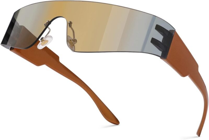 516tdwypi2L._AC_SL1500 Carsbyvictor Sunglasses Wraparound Y2K Rimless Futuristic Wrap Around Sunglasses Women Men, Trendy Cyberpunk Visor Sunglasses Monoblock Cyclops Shades