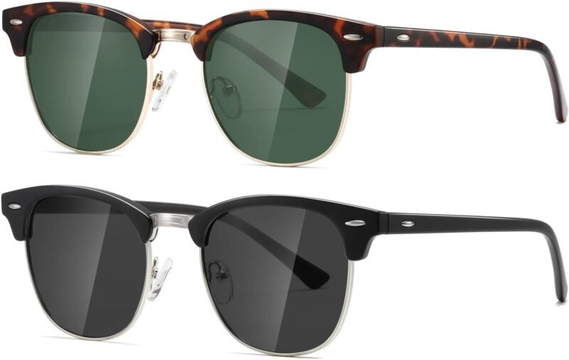 Carsbyvictor Sunglasses Polarized Sunglasses WayfarerFor Women And Men Semi Rimless Frame Retro Sun Glasses AE0369