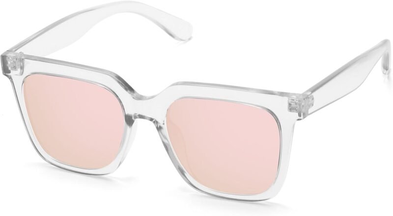 Carsbyvictor Sunglasses Square Large Square Sunglasses Trendy Polarized Sunglasses for Women Men Classic Retro Style UV400 Protection