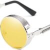 Carsbyvictor Sunglasses Round  Vintage Steampunk Retro Metal Round Circle Frame Sunglasses