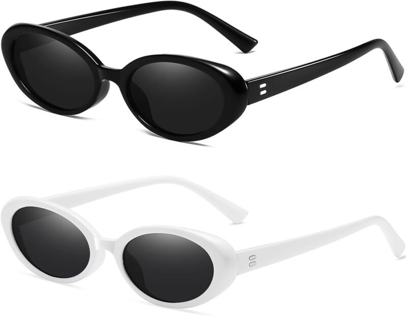 Carsbyvictor Sunglasses Oval Sunglasses for Women Men Fashion Small Oval Sunglasses 90s Vintage Shades