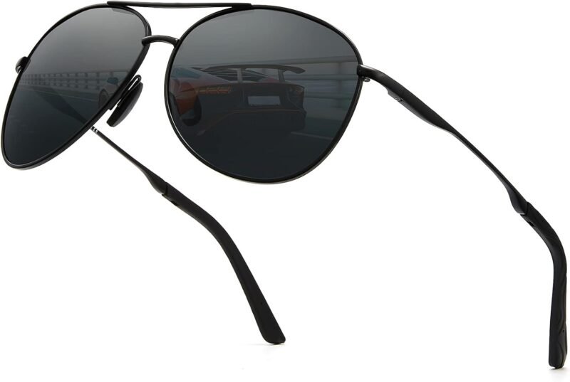 Carsbyvictor Sunglasses for Men Polarized UV Protection Trendy Metal Pilot Sunglasses for Driving Hiking Travel