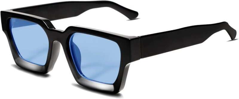 Carsbyvictor Sunglasses Square  Thick Square Sunglasses for Men Women Retro Chunky Rectangle Shades UV400 Protection VL9731