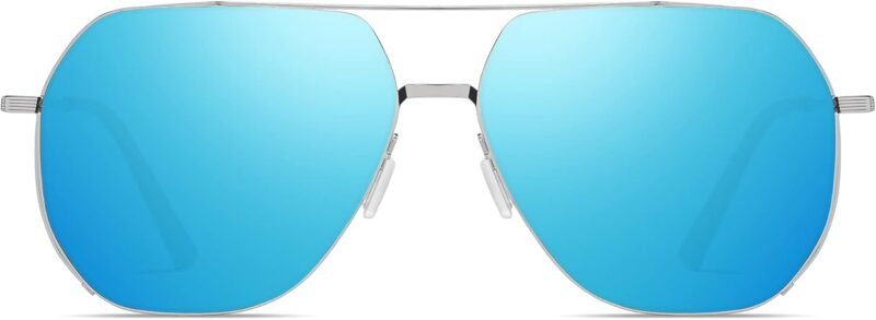 Carsbyvictor Sunglasses for Men Polarized UV Protection Trendy Metal Pilot Sunglasses for Driving Hiking Travel