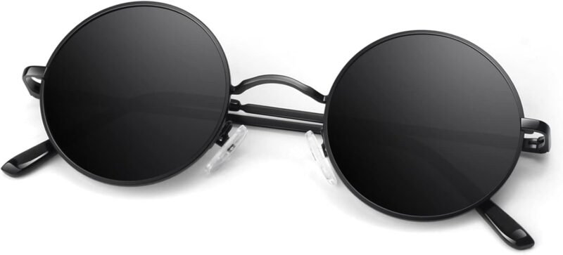 Carsbyvictor Sunglasses Round  Polarized Sunglasses Men Women,Retro Metal Hippie Shades with 100% UV Protection