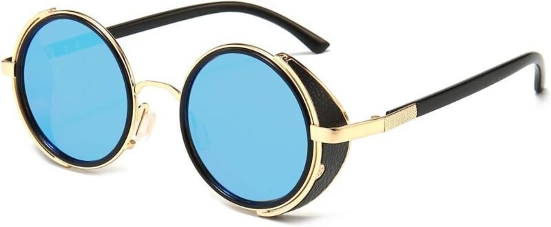 Carsbyvictor Sunglasses Round  Steampunk Vintage Retro Round Sunglasses Metal Circle Frame