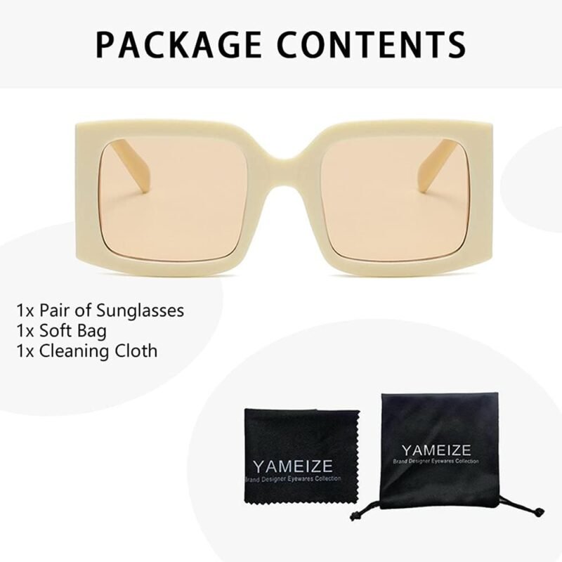 Carsbyvictor Sunglasses Square  Vintage Oversized Sunglasses for Women Men Trendy Square Frame UV400 Protection Sun Glasses