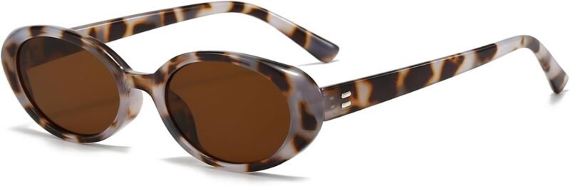 Carsbyvictor Sunglasses Oval Sunglasses for Women Men Fashion Small Oval Sunglasses 90s Vintage Shades