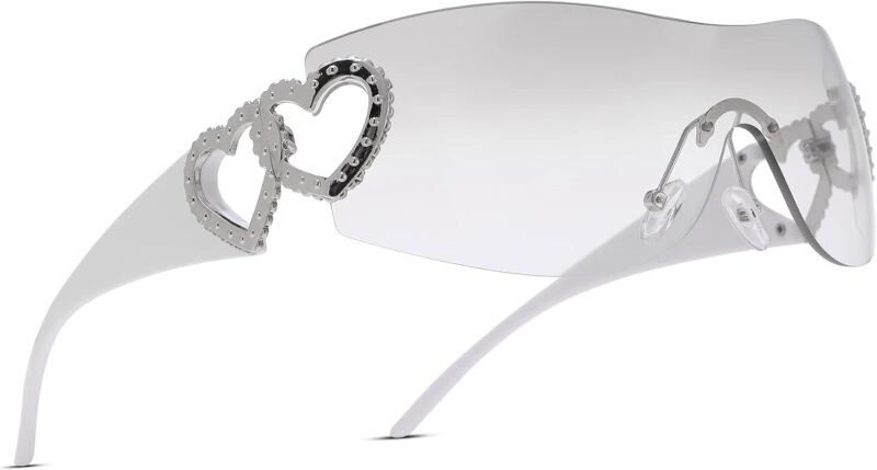 Carsbyvictor Sunglasses Wraparound Pro Wrap Around Rimless Sunglasses Women Men, Oversized Fashion Futuristic Sun Glasses Cool Shade 2000S Trendy