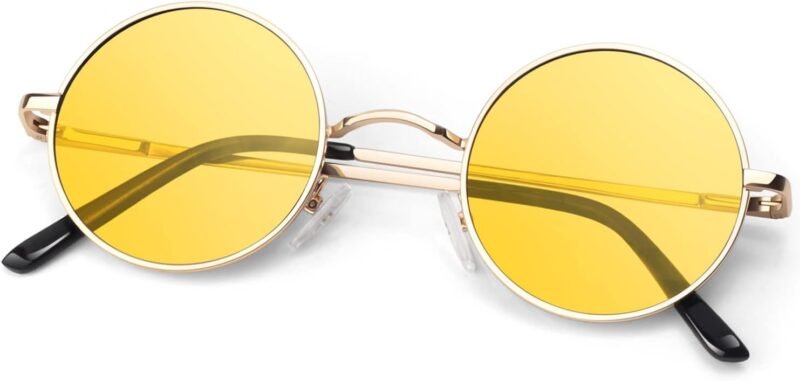 Carsbyvictor Sunglasses Round  Polarized Sunglasses Men Women,Retro Metal Hippie Shades with 100% UV Protection