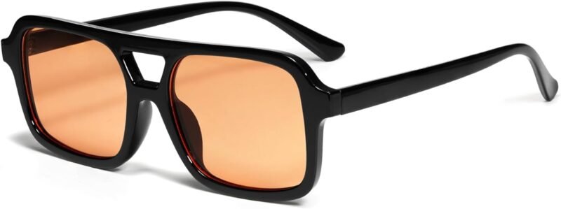 Carsbyvictor Sunglasses Square  Retro 70s Square Aviator Sunglasses for Women Men Vintage Trendy Rectangle Sun Glasses VL9816