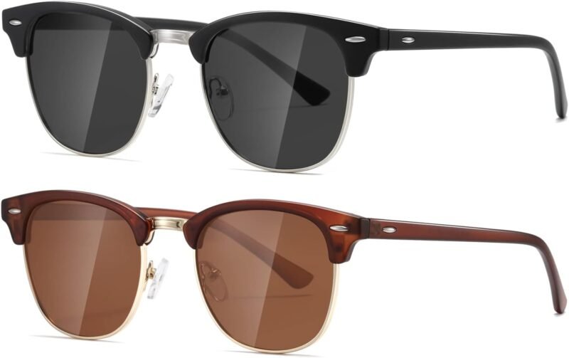 Carsbyvictor Sunglasses Polarized Sunglasses WayfarerFor Women And Men Semi Rimless Frame Retro Sun Glasses AE0369