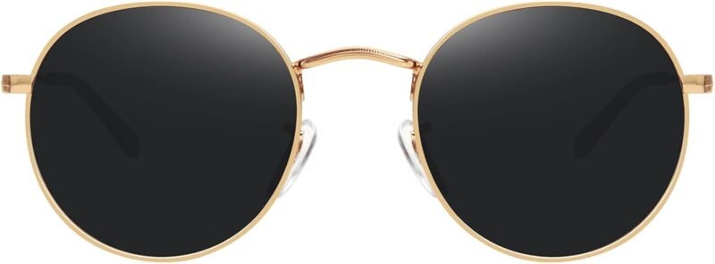 Carsbyvictor Sunglasses Round Polarized Sunglasses for Women Men Classic Retro Metal Frame Sun Glasses UV Protection