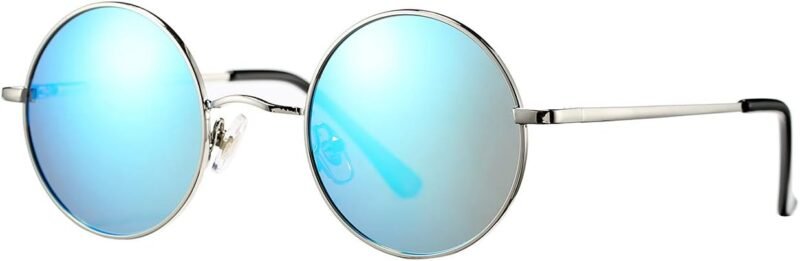 Carsbyvictor Sunglasses Round Circle Lennon Glasses Retro Round Polarized Sunglasses Hippie Style Small Circle Sun Glasses