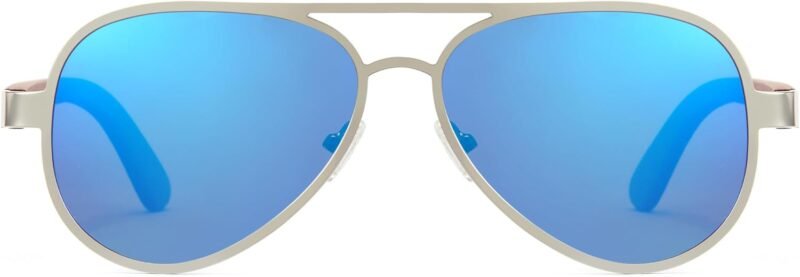 Carsbyvictor Sunglasses for Men Polarized UV Protection Trendy Metal Pilot Sunglasses for Driving Hiking Travel