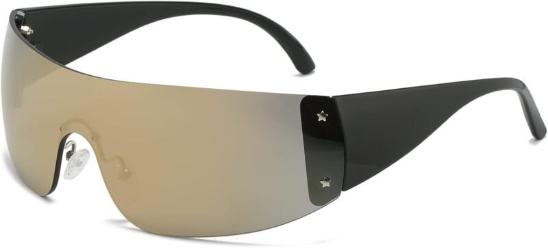 Carsbyvictor Sunglasses Wraparound Rimless Y2K Sunglasses Women Men Oversized Fashion Wrap Around Frameless Sun Glasses