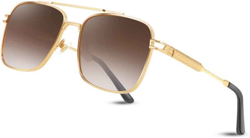 Carsbyvictor Sunglasses Square  Sunglasses for Men Women Vintage 70s Pilot Shades Classic Metal Frame B2845