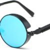 Carsbyvictor Sunglasses Round  Vintage Steampunk Retro Metal Round Circle Frame Sunglasses