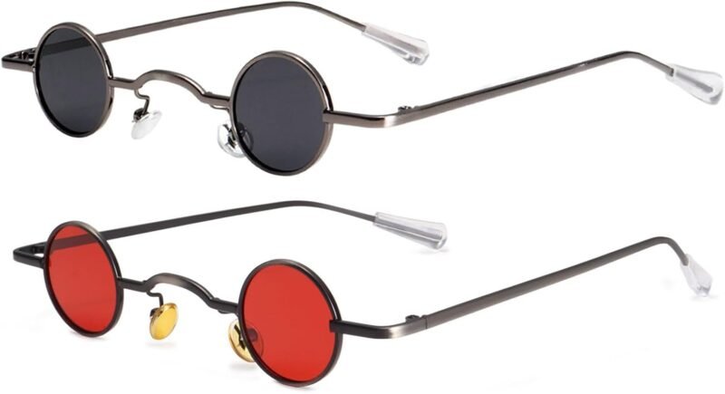 Carsbyvictor Sunglasses Round  Punk Polarized Sunglasses 70s Hippie Circle Small Sun Glasses