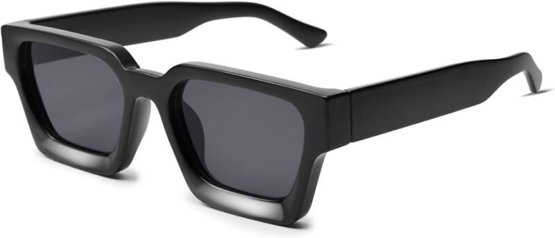 Carsbyvictor Sunglasses Square  Thick Square Sunglasses for Men Women Retro Chunky Rectangle Shades UV400 Protection VL9731