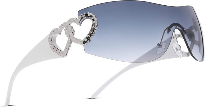 Carsbyvictor Sunglasses Wraparound Pro Wrap Around Rimless Sunglasses Women Men, Oversized Fashion Futuristic Sun Glasses Cool Shade 2000S Trendy