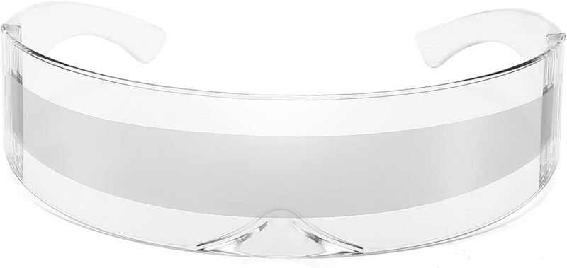 Carsbyvictor Sunglasses Wraparound Futuristic Sunglasses Y2K Space Cyclops Wrap Around Glasses Rimless Translucent Mirrored Lens