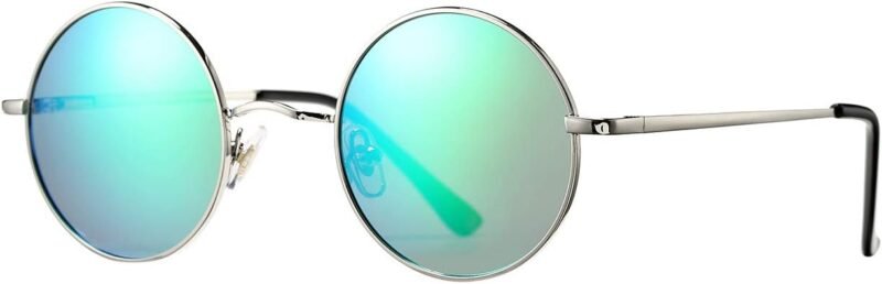 Carsbyvictor Sunglasses Round Circle Lennon Glasses Retro Round Polarized Sunglasses Hippie Style Small Circle Sun Glasses
