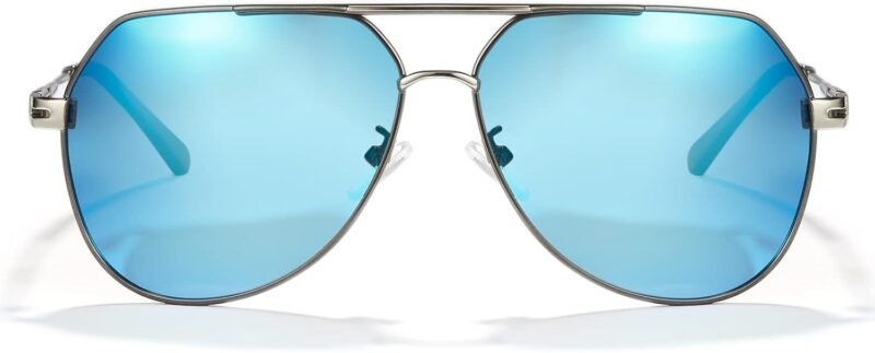 Carsbyvictor Sunglasses for Men Polarized UV Protection Trendy Metal Pilot Sunglasses for Driving Hiking Travel