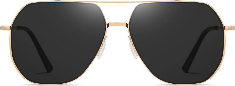 Carsbyvictor Sunglasses for Men Polarized UV Protection Trendy Metal Pilot Sunglasses for Driving Hiking Travel