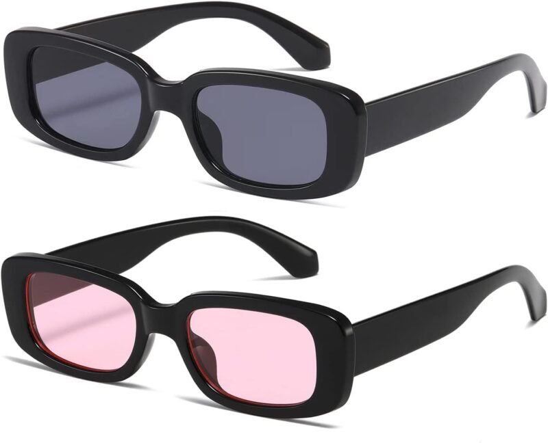 Carsbyvictor Sunglasses Square Rectangle Sunglasses for Women Men Trendy Retro Fashion Sun Glasses 90’s Vintage UV 400 Protection Square Frame K1200